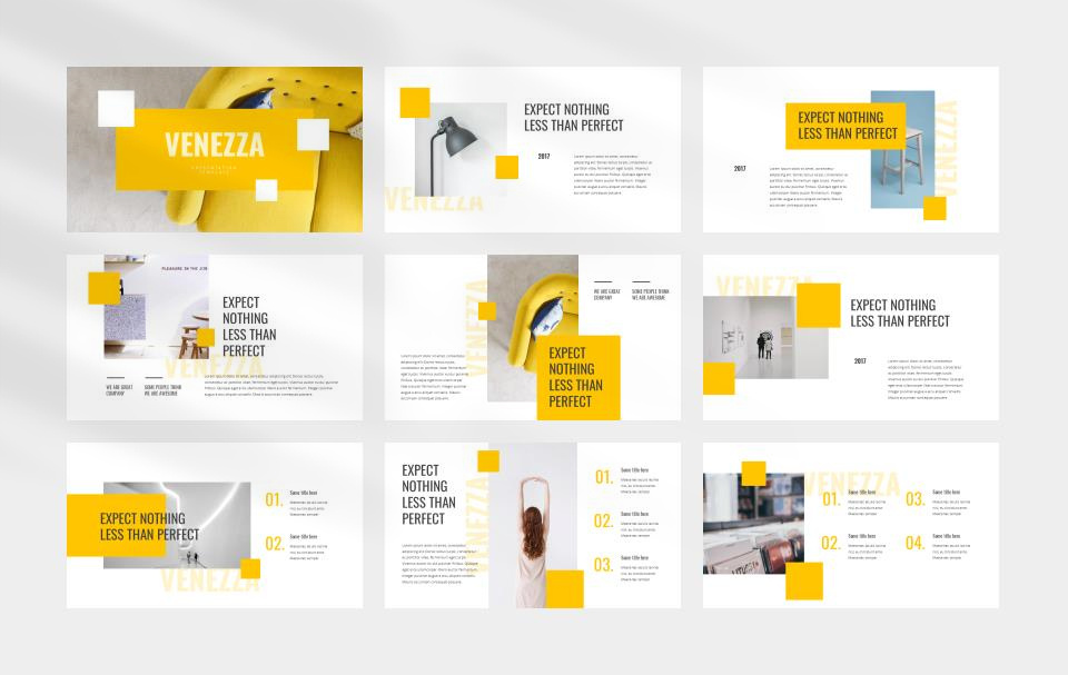 黄色色块商务风PPT模板