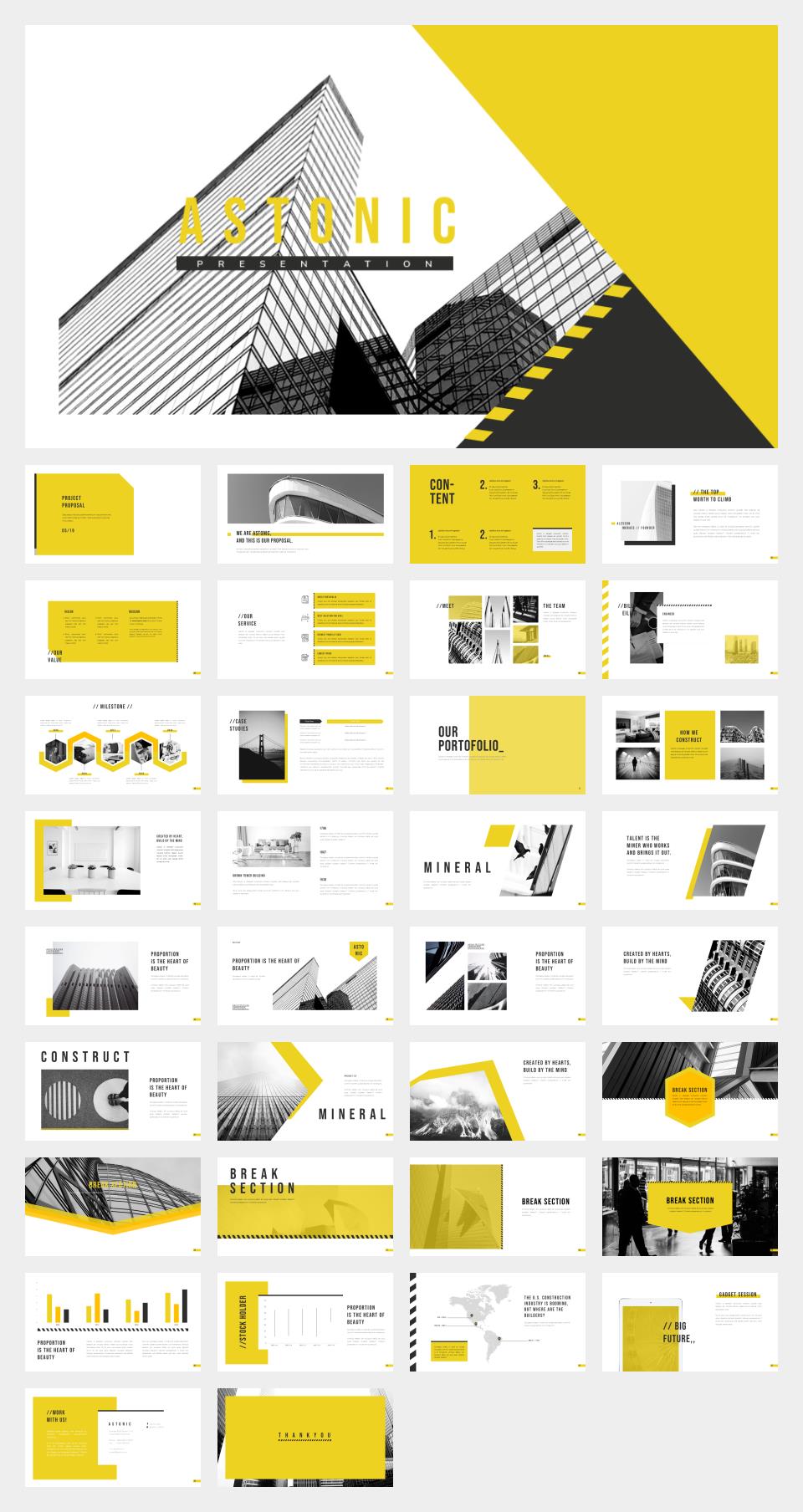 黄色简约商务风PPT模板