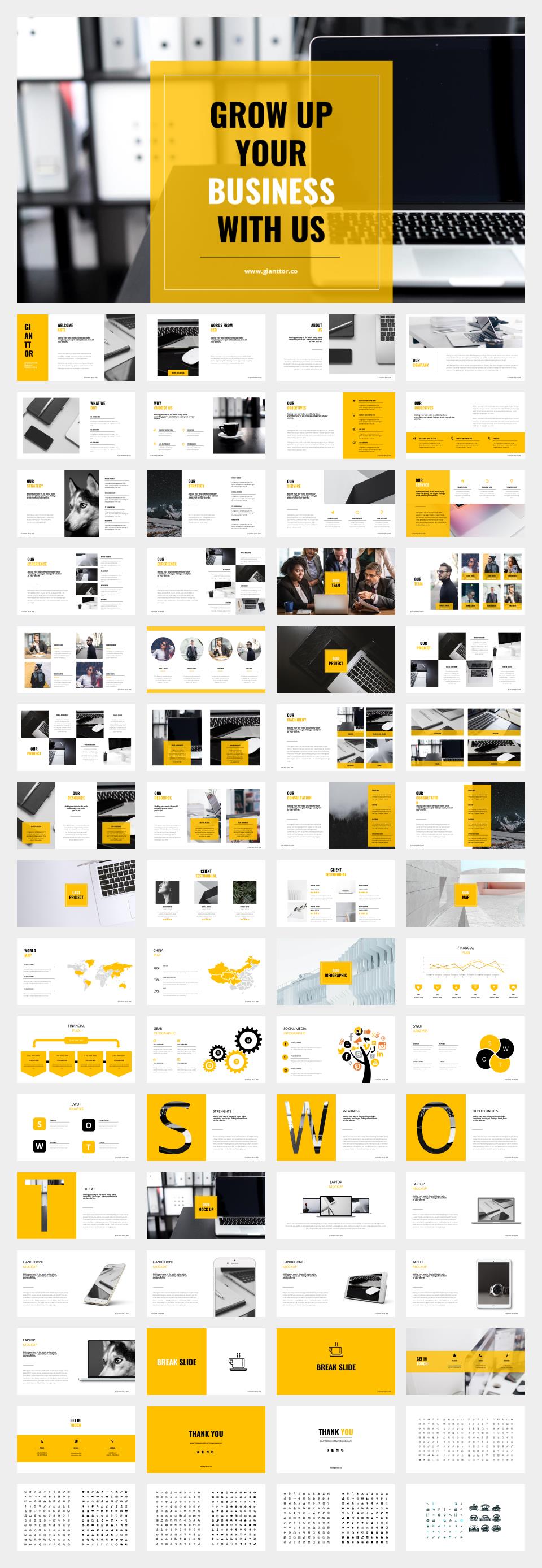 黄色职场商务风PPT模板
