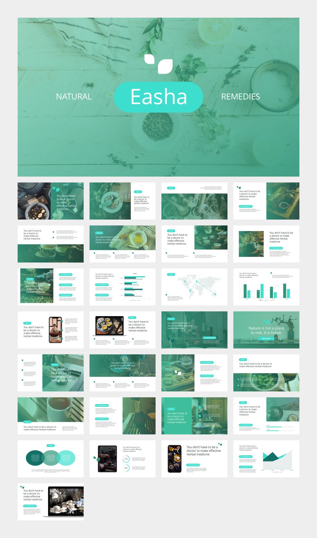 绿色草药茶简约风PPT模板.pptx