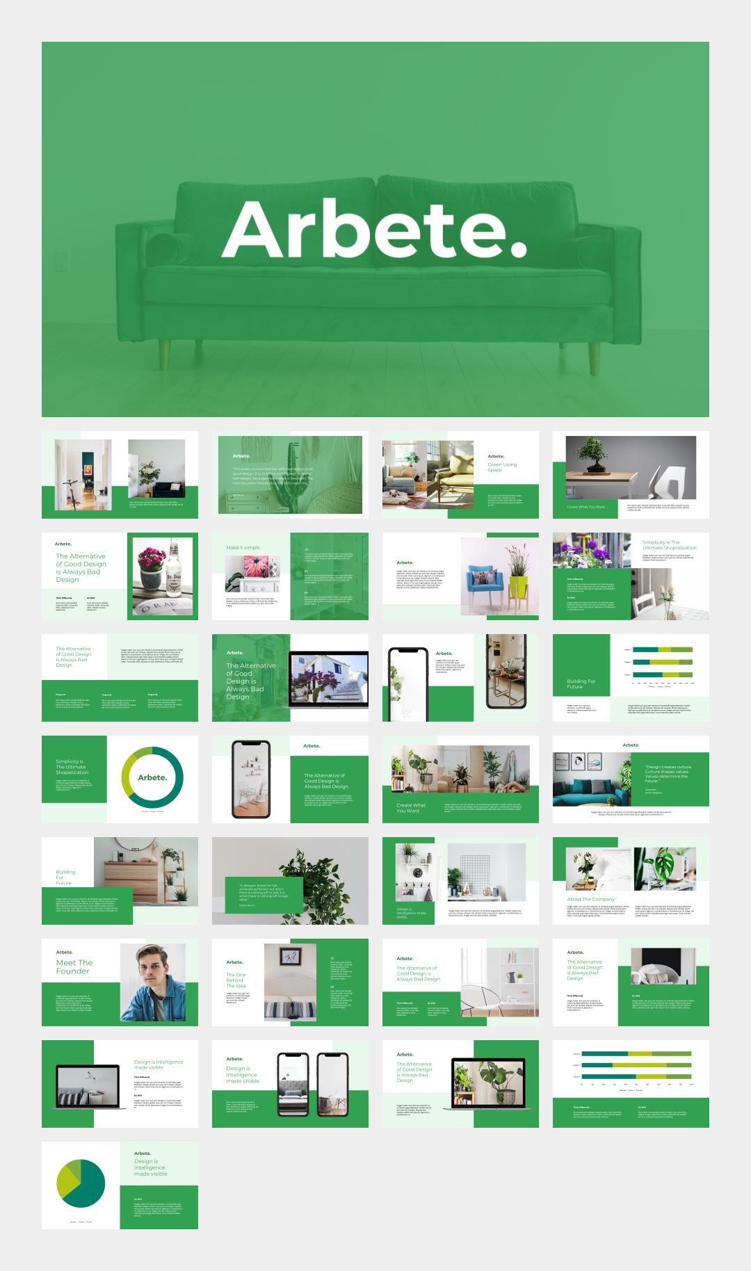 绿色家居简约风PPT模板.pptx