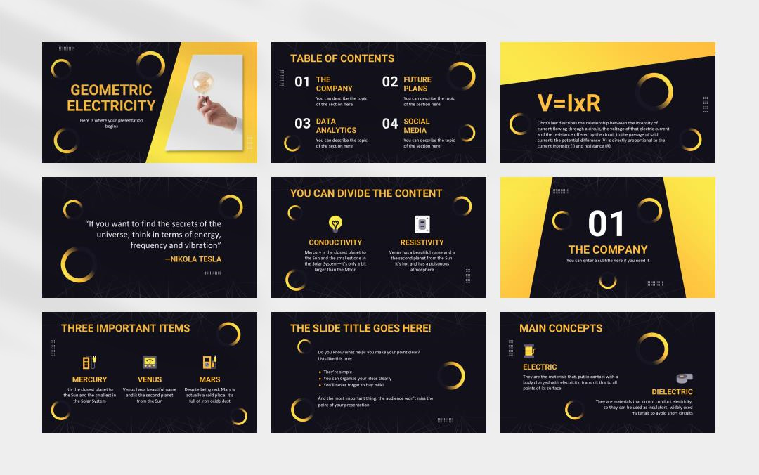 深色电力能源主题PPT模板