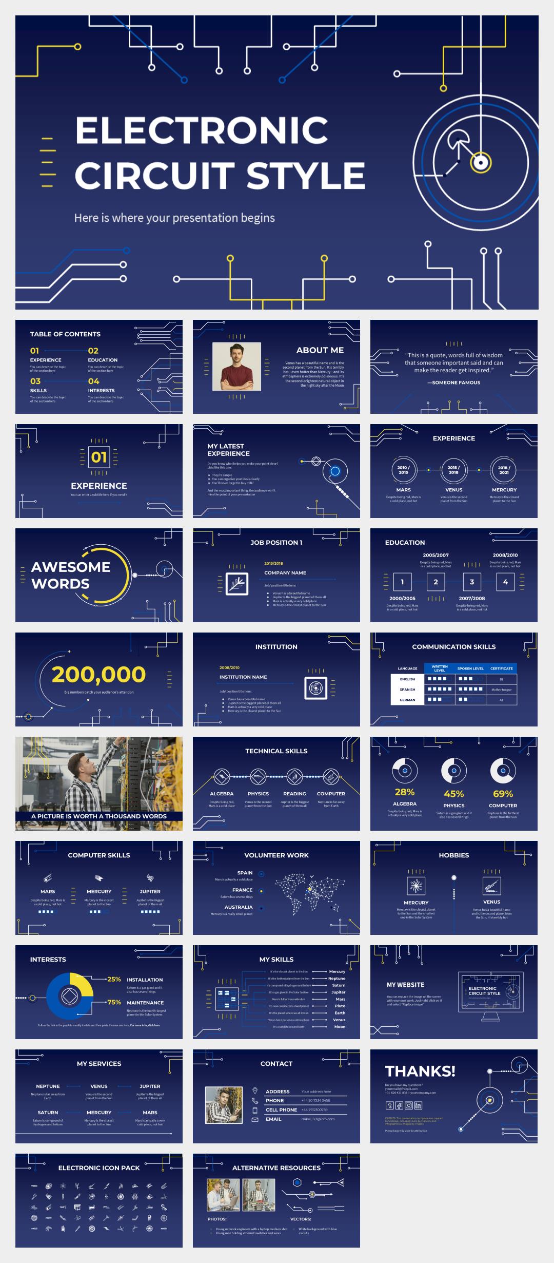 蓝色电力能源主题PPT模板