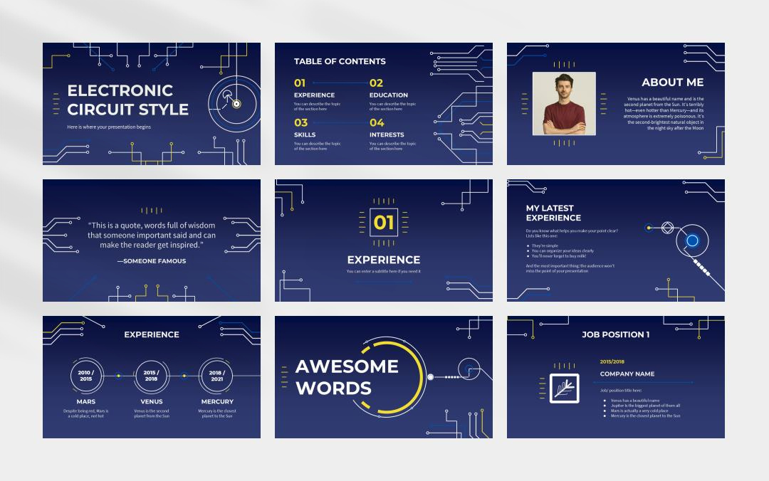 蓝色电力能源主题PPT模板