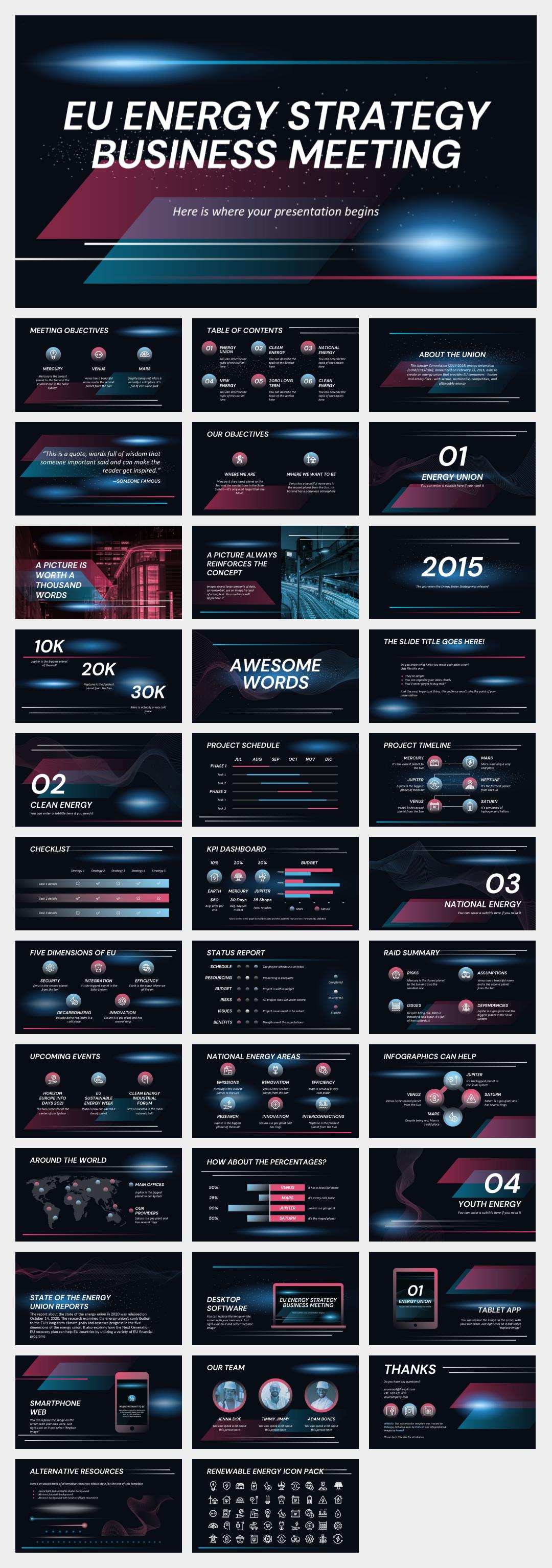 深色酷炫电力能源主题PPT模板