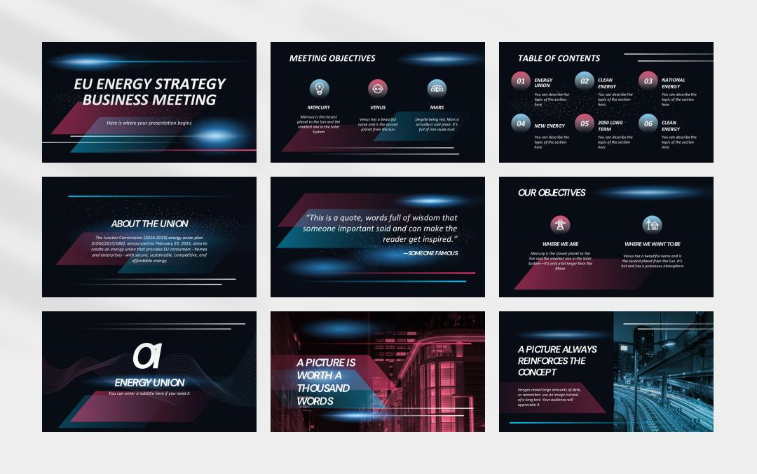 深色酷炫电力能源主题PPT模板