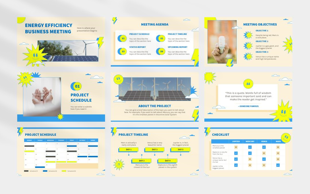 浅色电力能源主题PPT模板