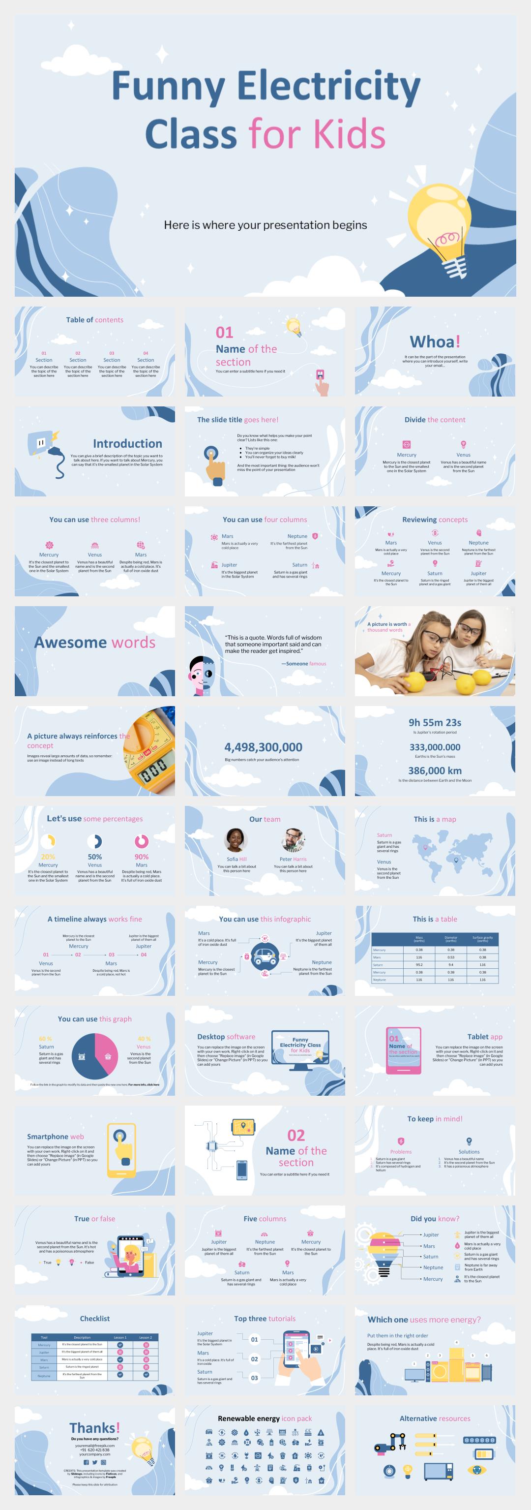 浅蓝色电力能源主题PPT模板