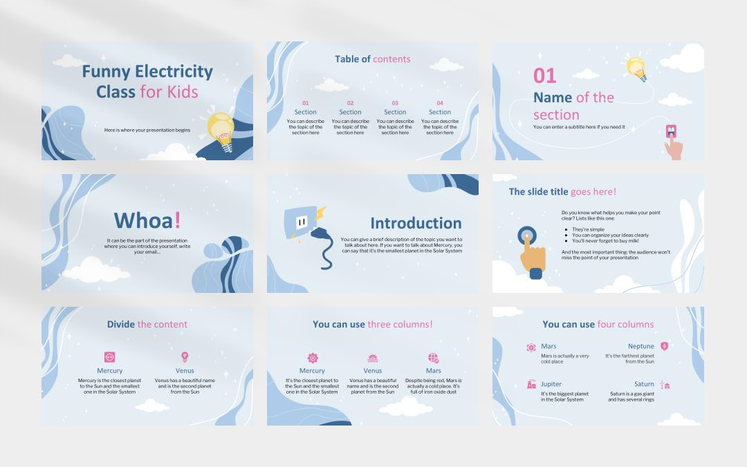 浅蓝色电力能源主题PPT模板