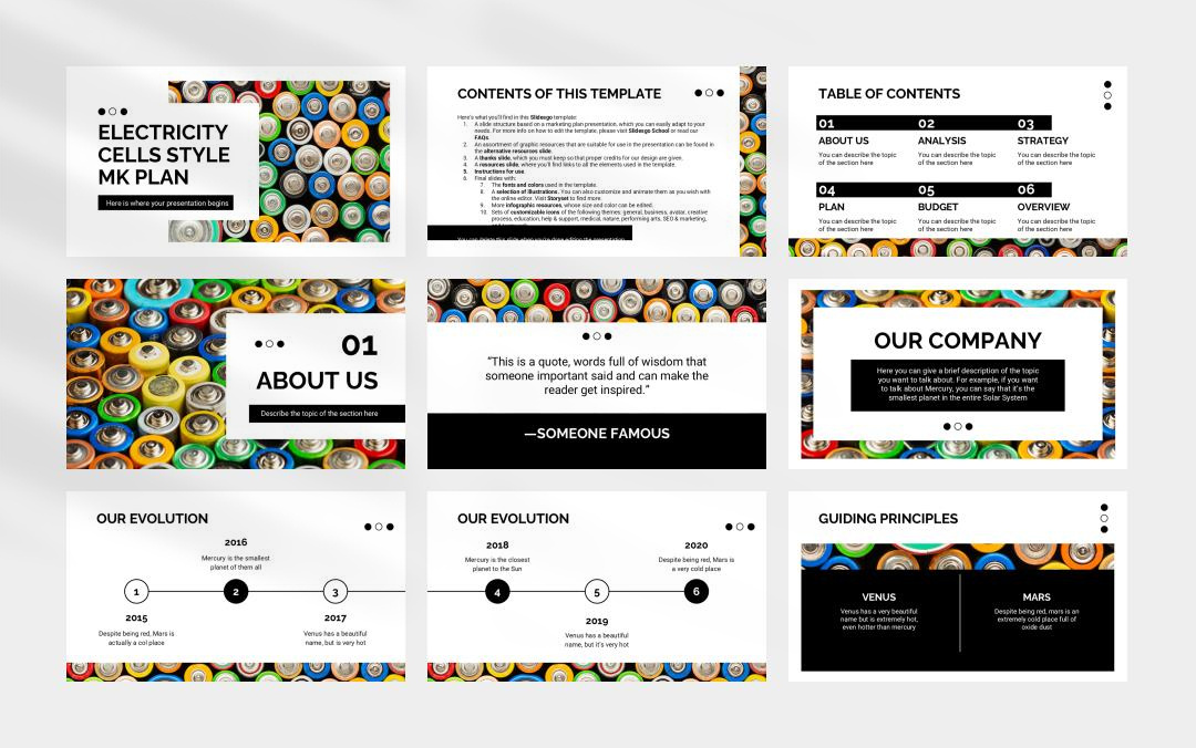 简约色电力能源主题PPT模板
