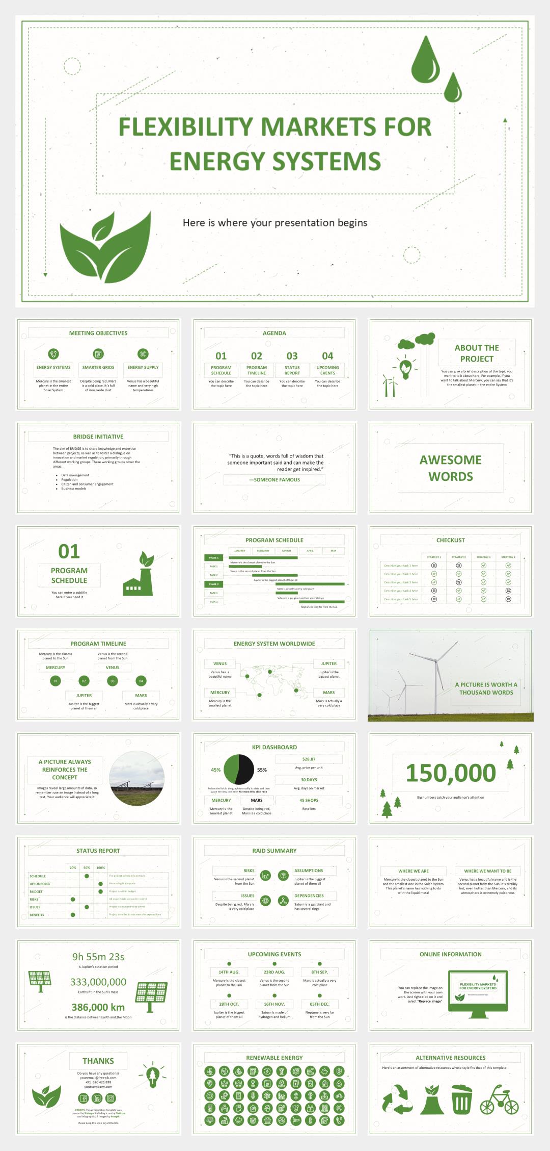 绿色电力能源主题PPT模板