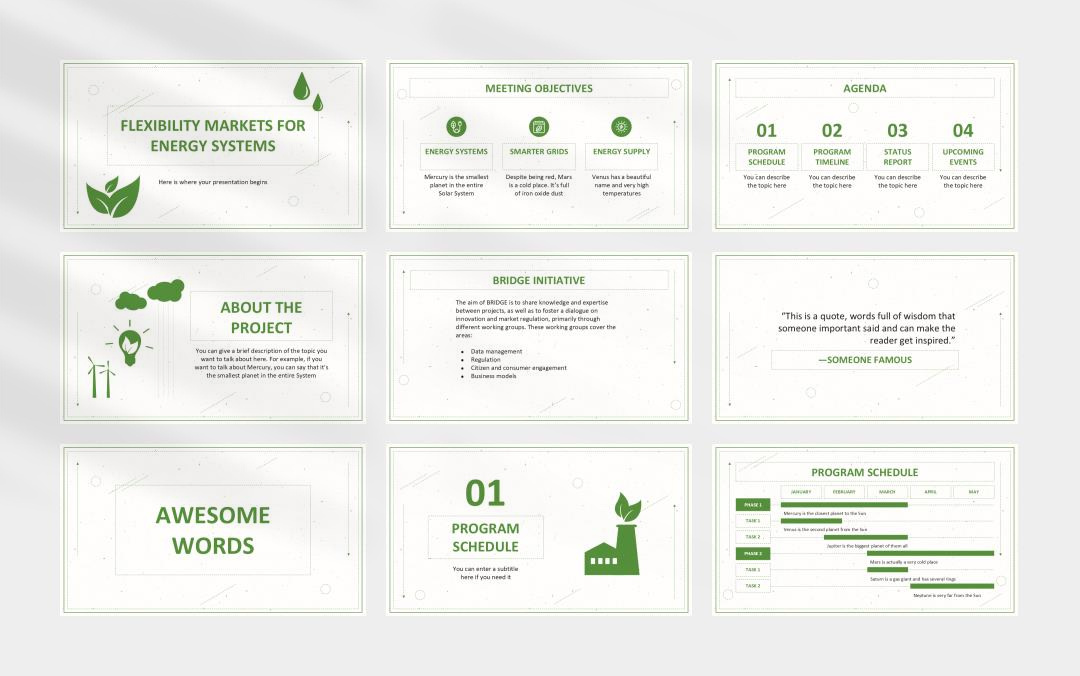 绿色电力能源主题PPT模板