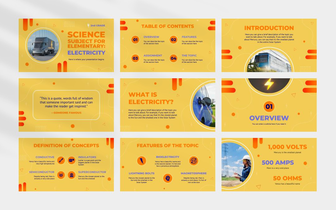 黄色电力能源主题PPT模板