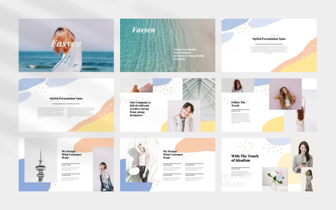 淡蓝色不规则形状旅行简约风ppt模板.pptx