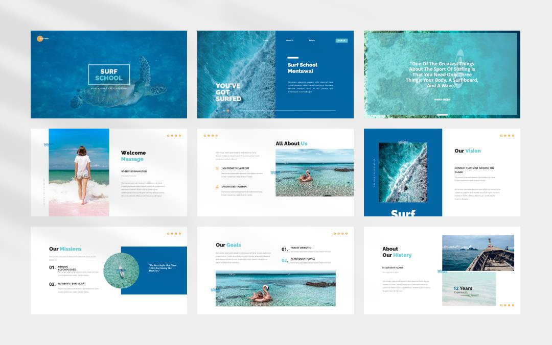 蓝色大海简约风ppt模板.pptx