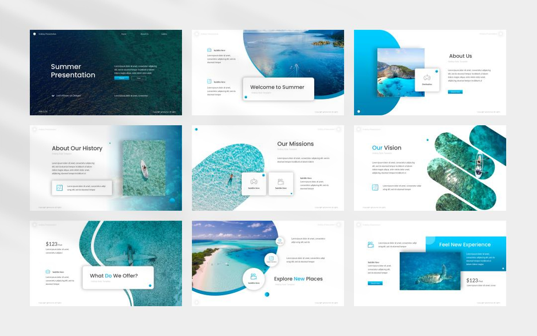 蓝色大海简约风ppt模板.pptx