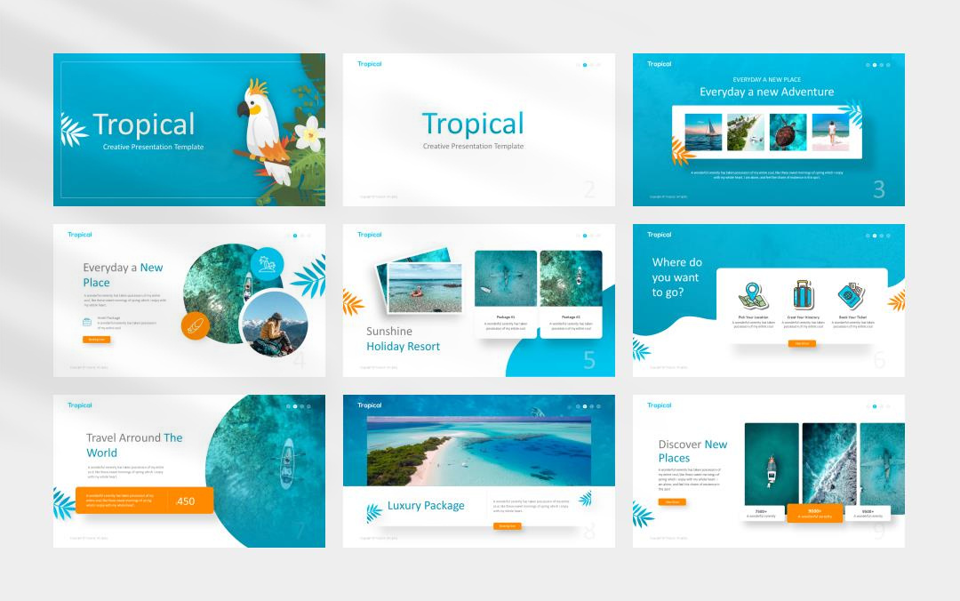 蓝色抽象大海卡通风ppt模板.pptx