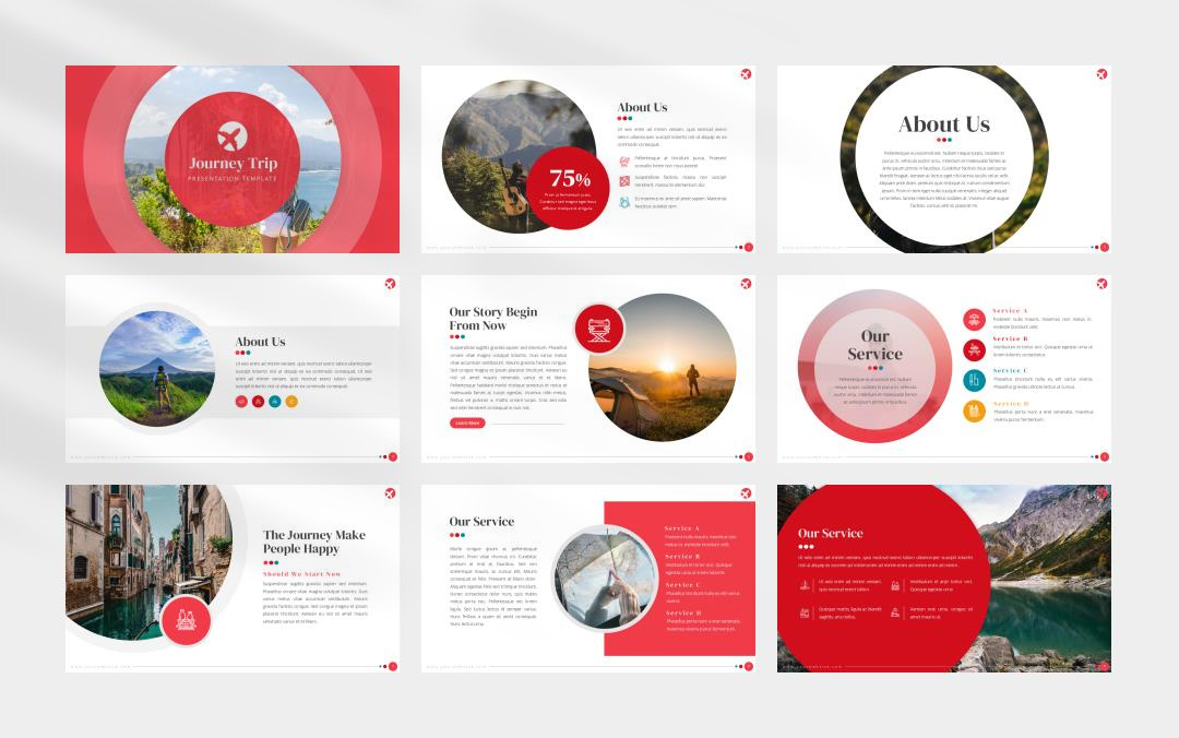 红色旅行简约风ppt模板.pptx