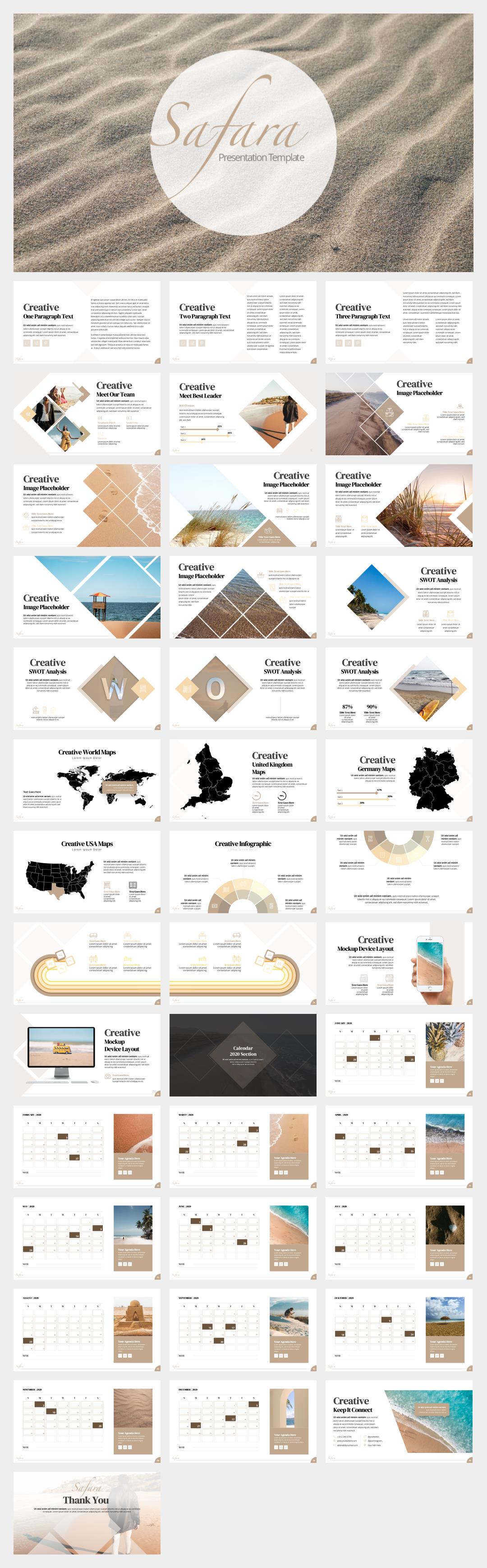 卡其色沙滩简约风ppt模板.pptx