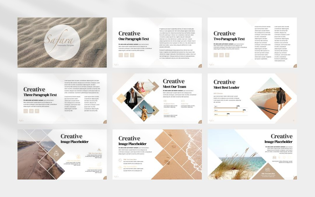 卡其色沙滩简约风ppt模板.pptx