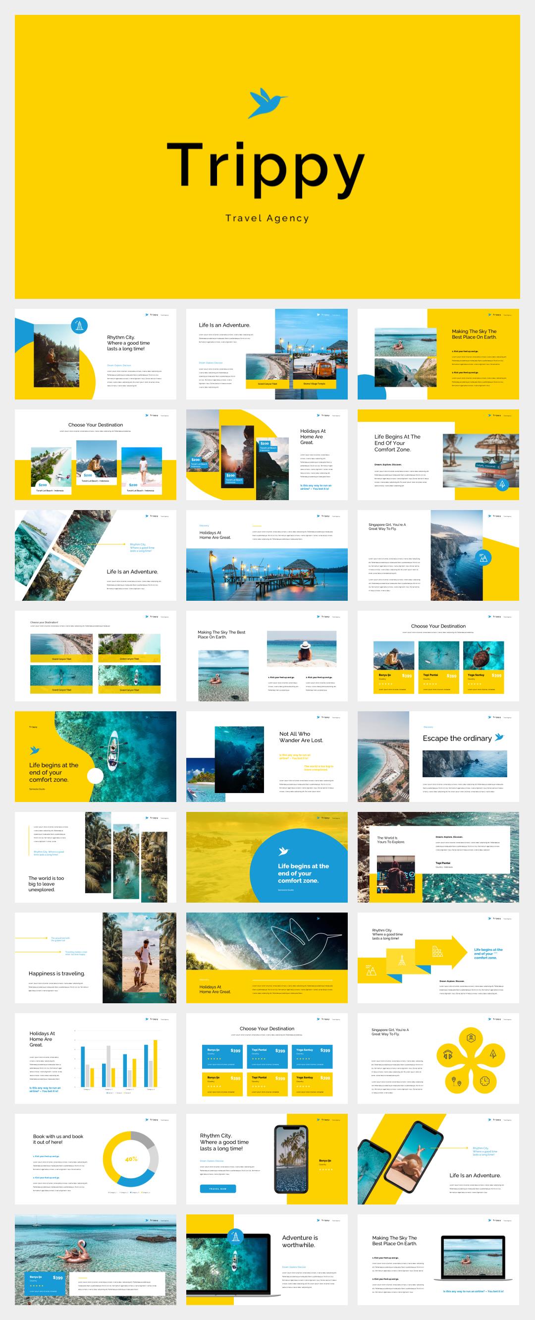 黄色海洋简约风ppt模板.pptx