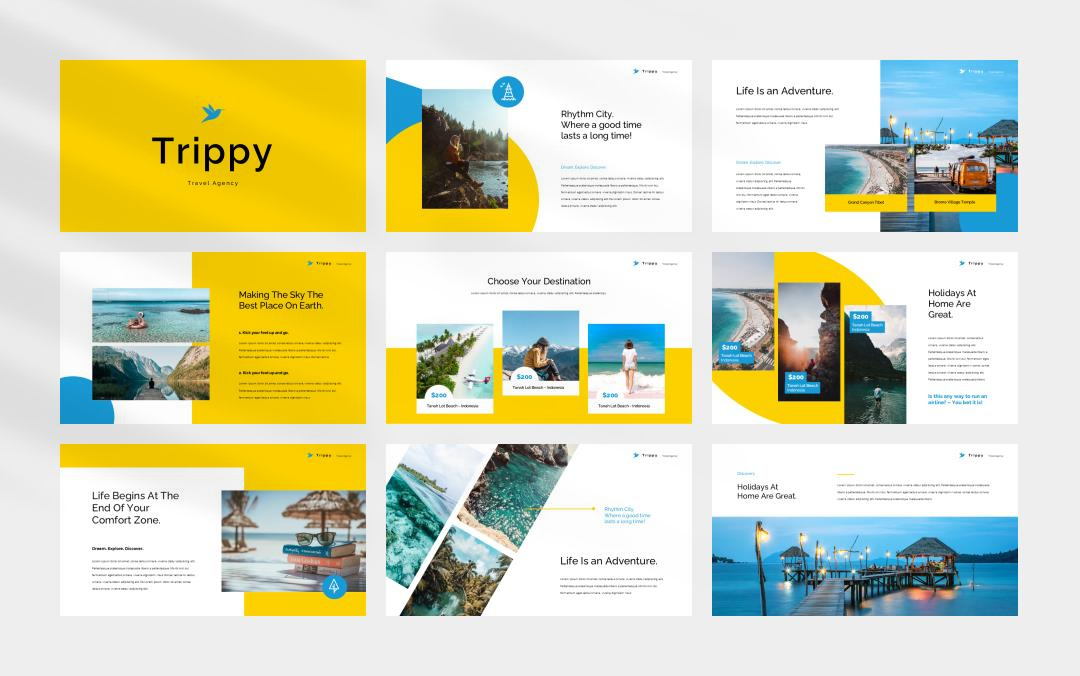 黄色海洋简约风ppt模板.pptx