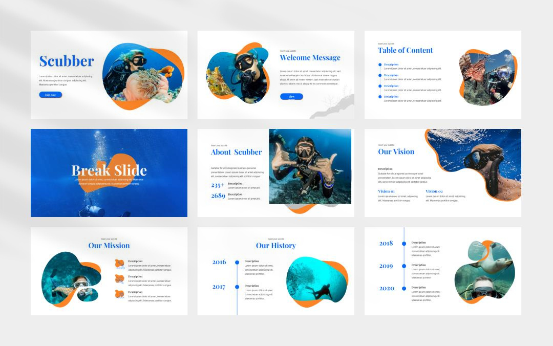 创意旅行风景海洋简约风ppt模板.pptx