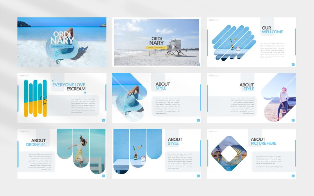 创意旅行风景海洋简约风ppt模板.pptx