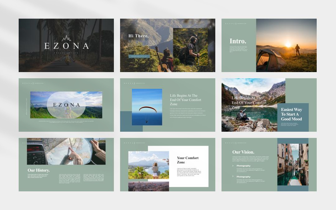 青灰色旅行简约风ppt模板.pptx