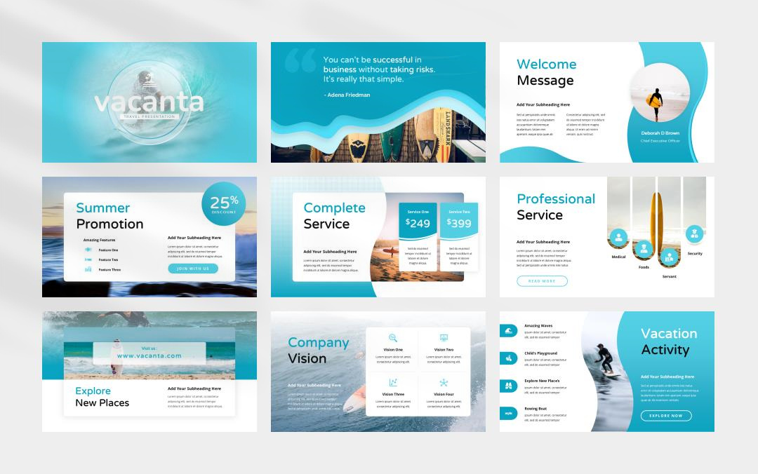 蓝色冲浪公司介绍PPT模板.pptx