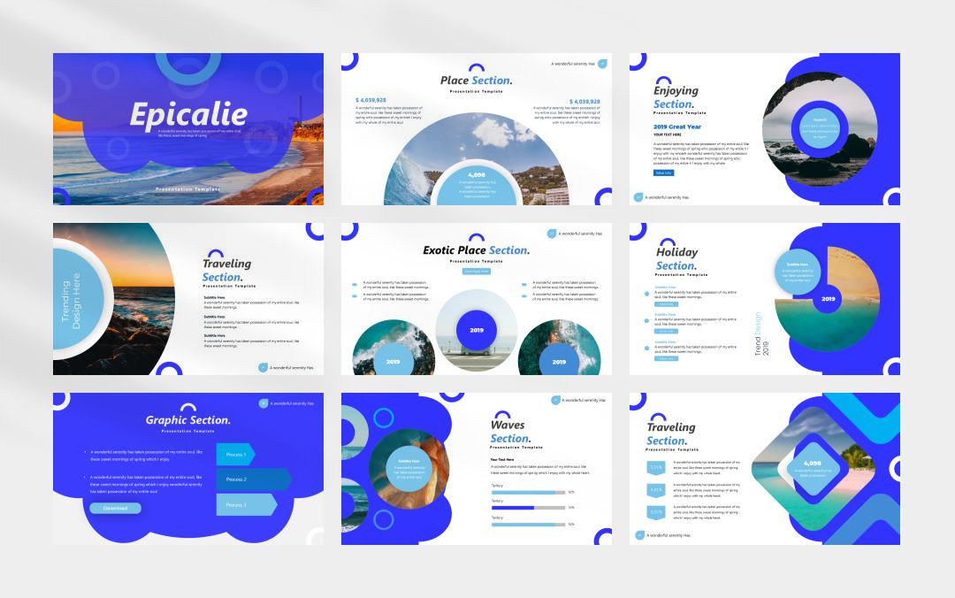 黄色创意旅行风景海洋简约风ppt模板.pptx