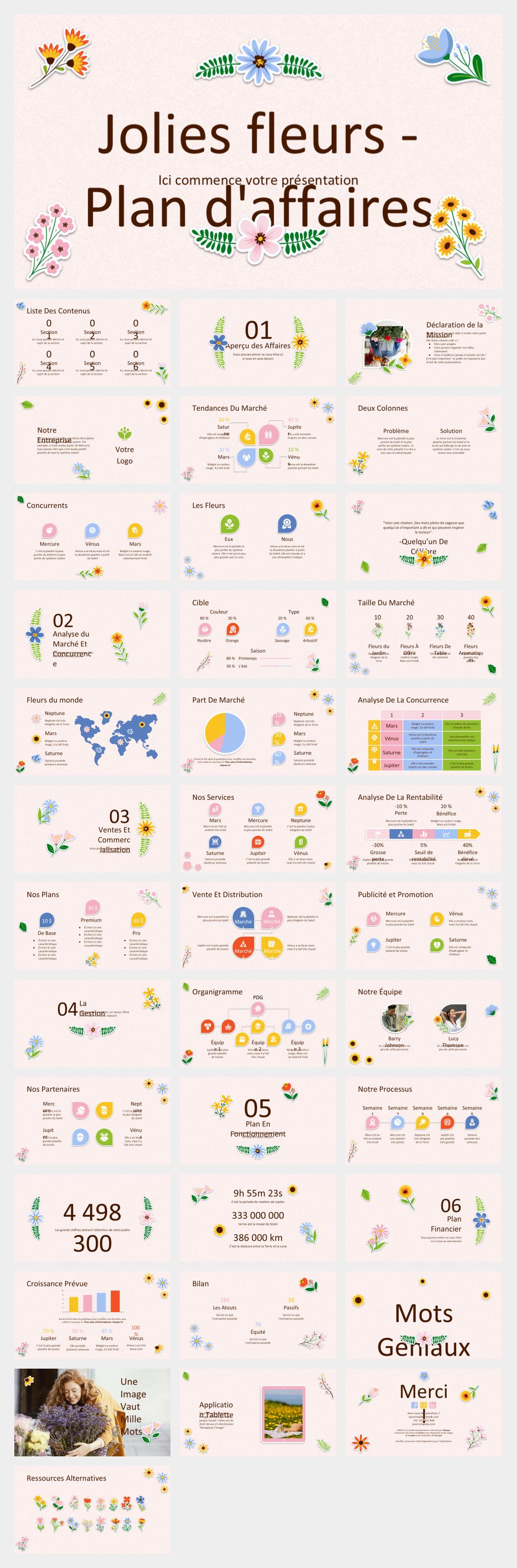 简约清新花卉文艺主题PPT模板