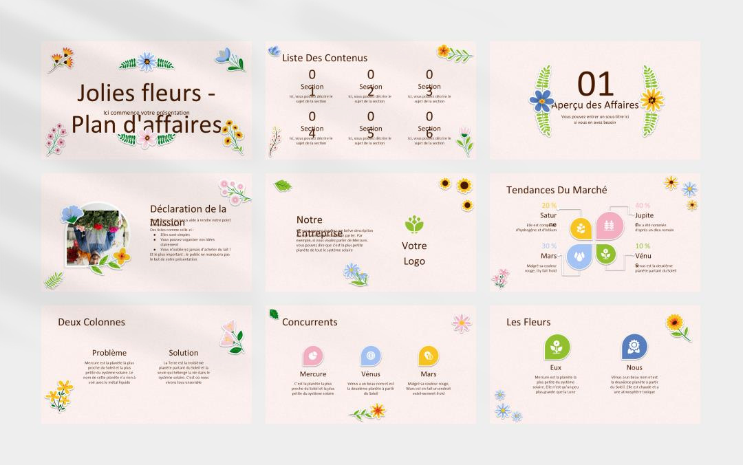 简约清新花卉文艺主题PPT模板