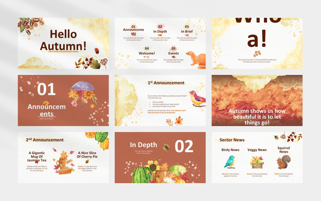 多彩卡通花卉文艺主题PPT模板