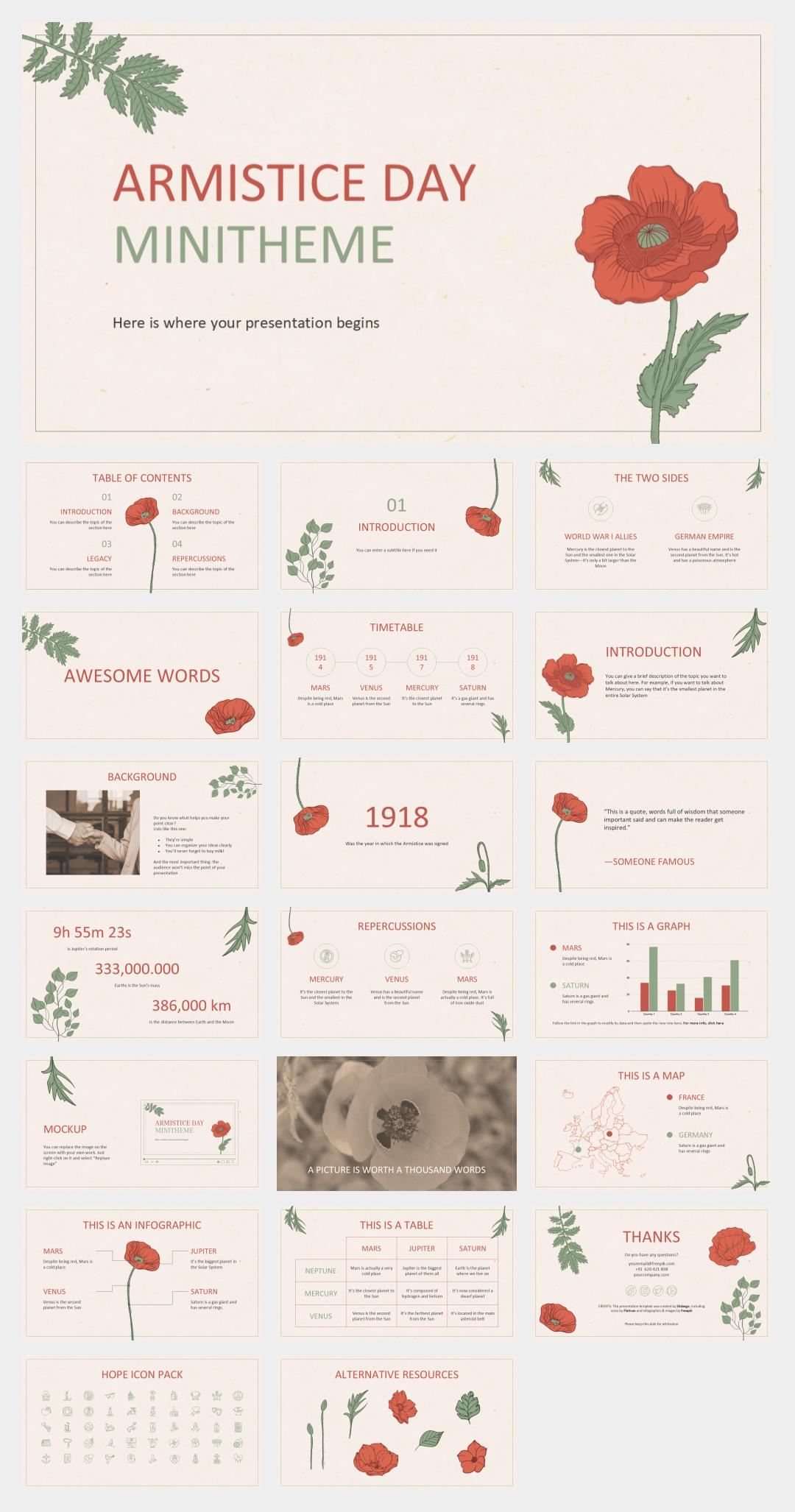 简约清新花卉文艺主题PPT模板