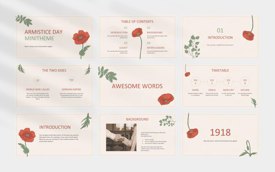 简约清新花卉文艺主题PPT模板