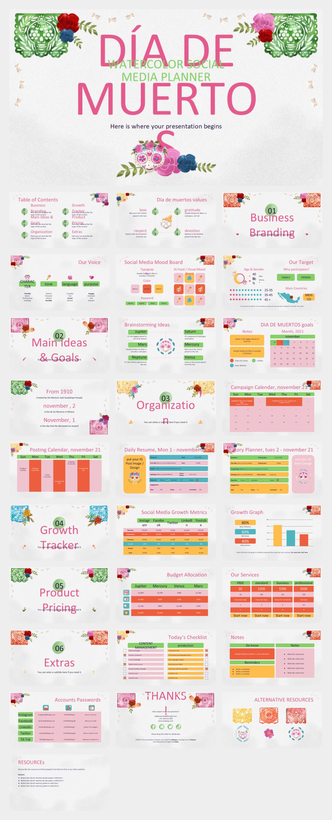 多彩卡通花卉文艺主题PPT模板