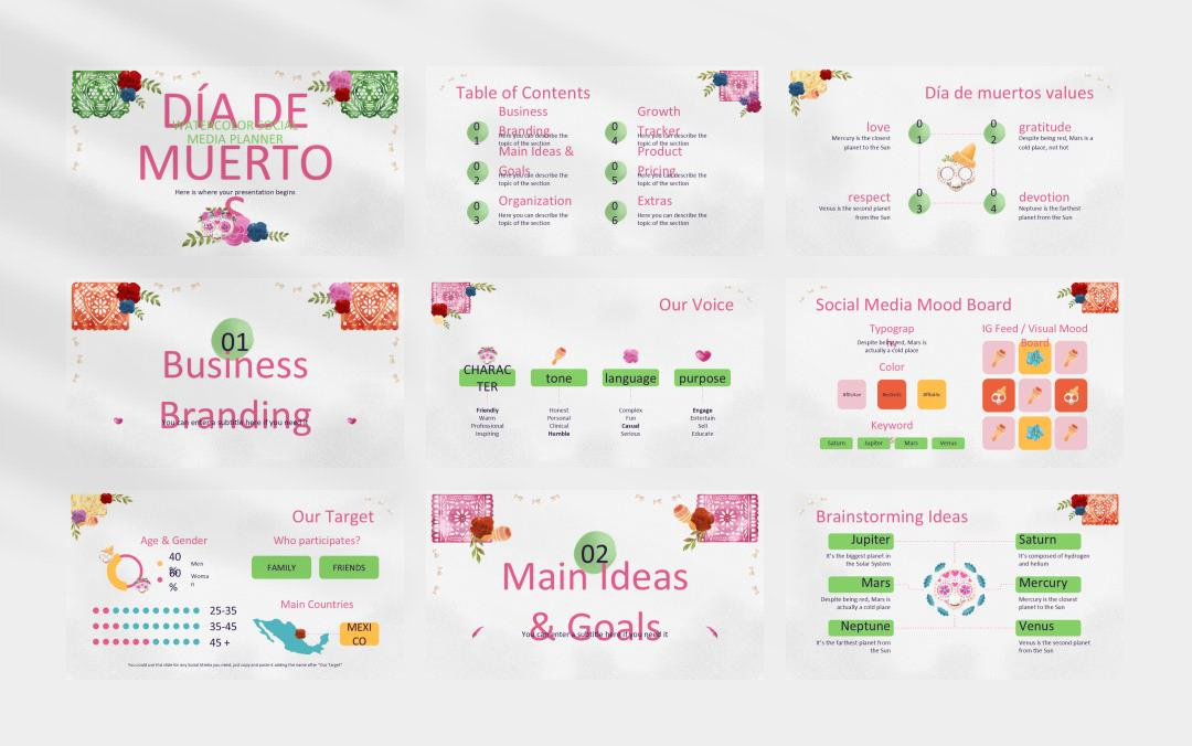 多彩卡通花卉文艺主题PPT模板