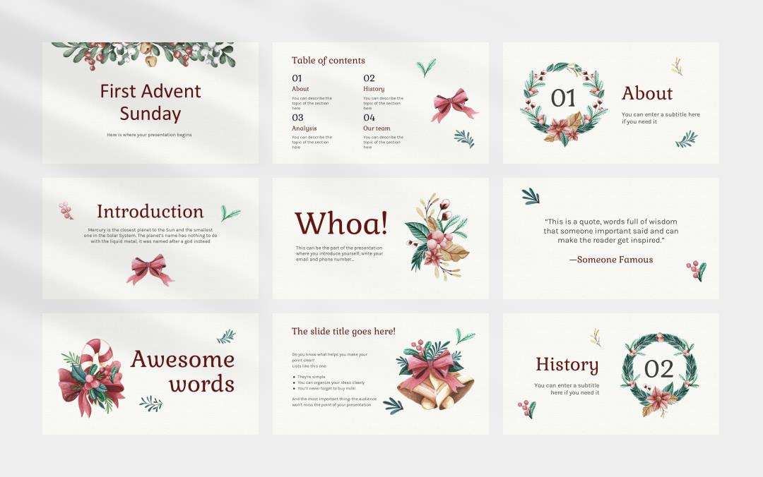 简约清新花卉文艺主题PPT模板