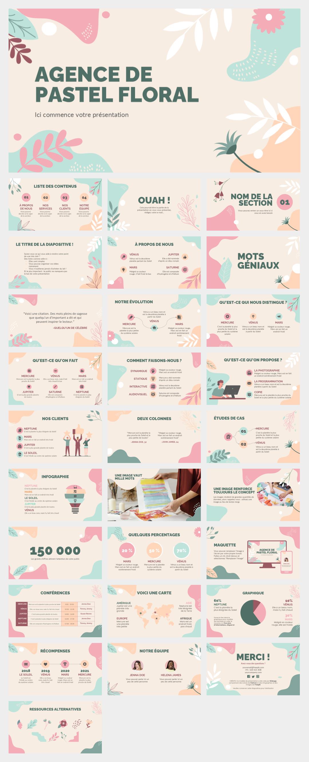 简约清新花卉文艺主题PPT模板