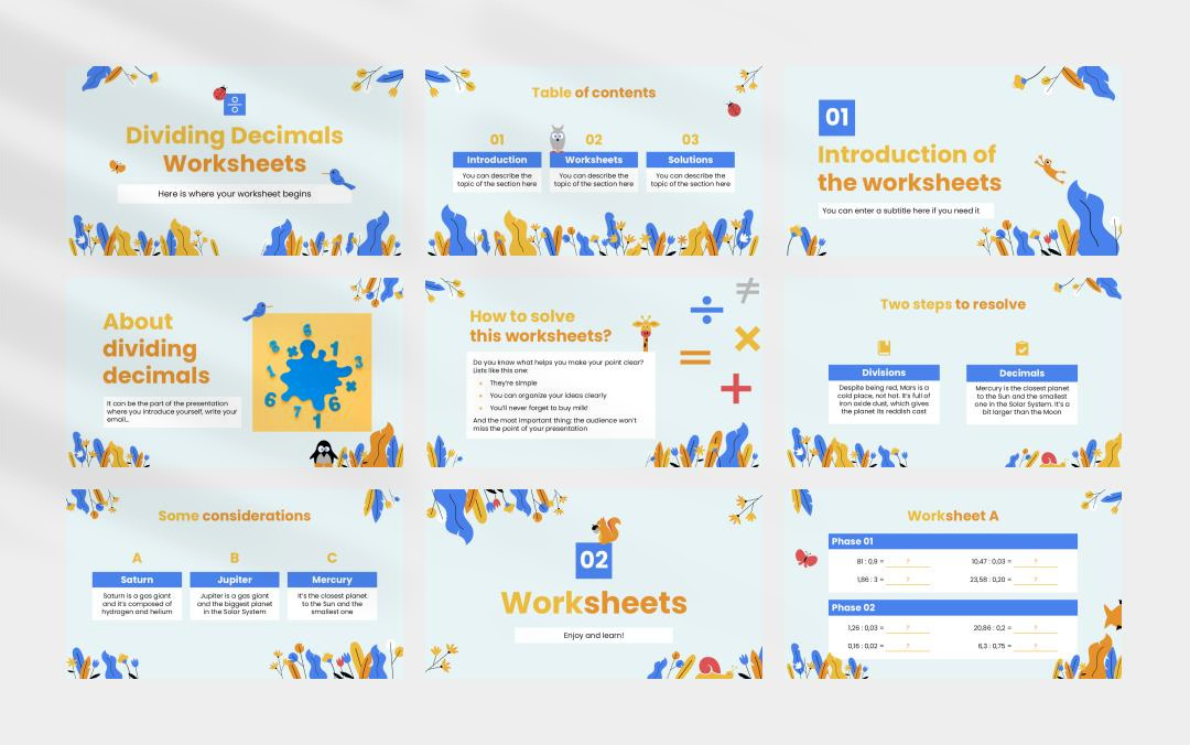 多彩卡通花卉文艺主题PPT模板