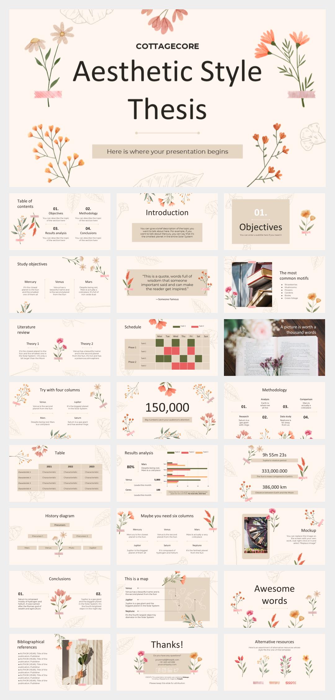 简约清新花卉文艺主题PPT模板