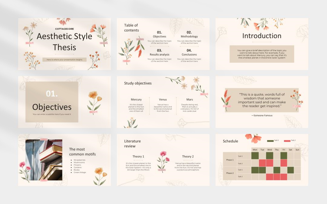 简约清新花卉文艺主题PPT模板