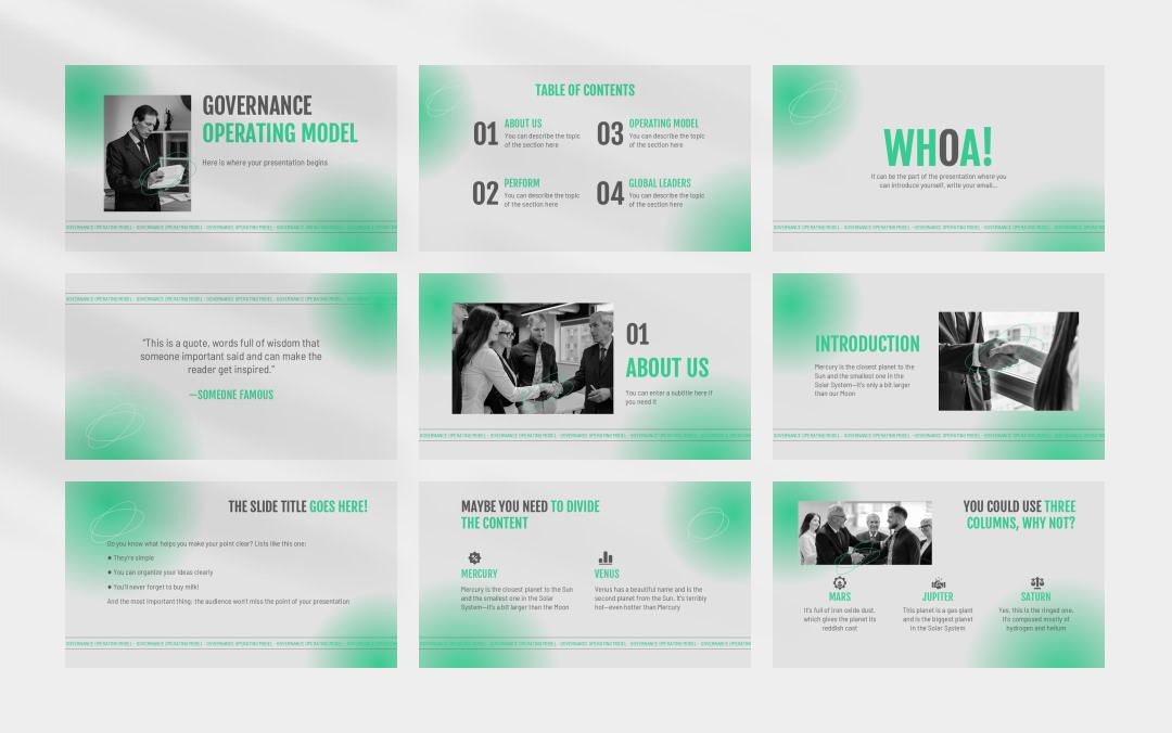 绿色高级弥散风PPT模板