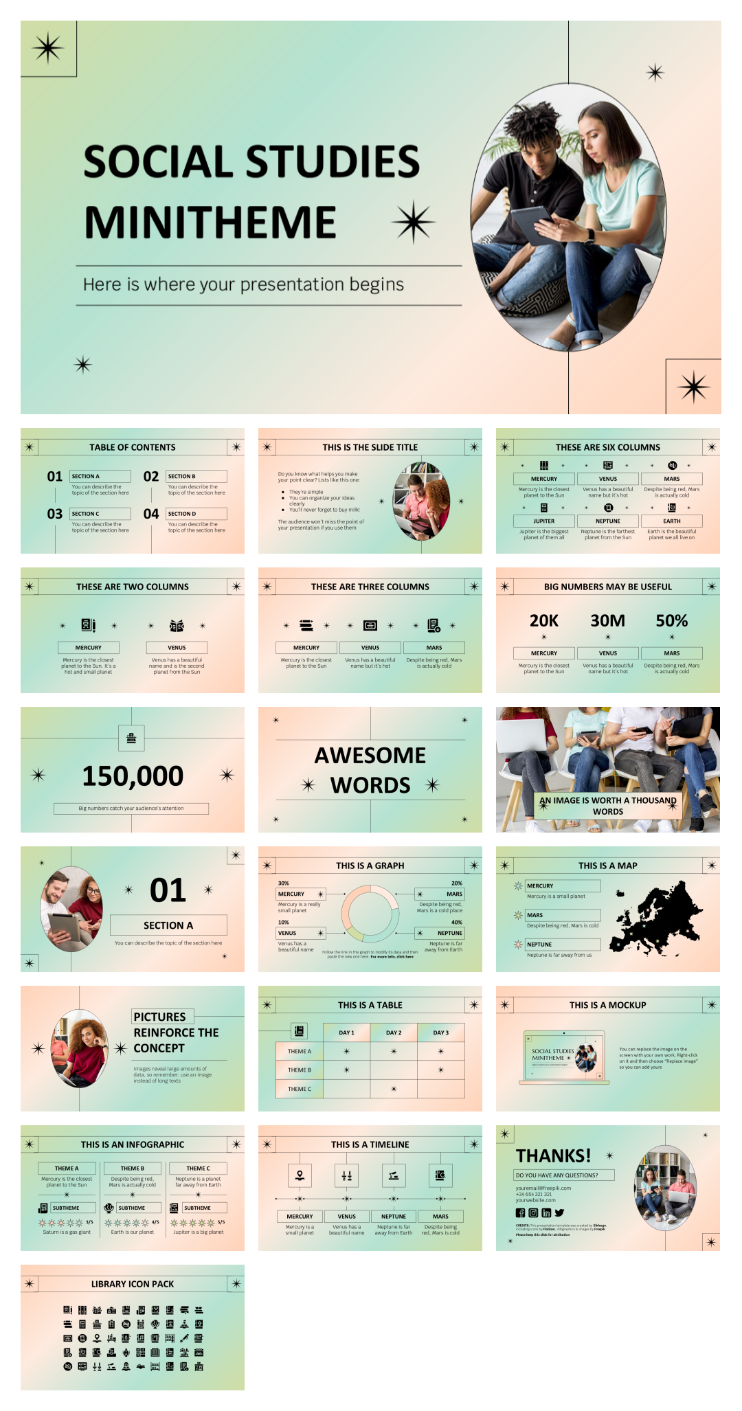 蓝粉高级弥散风PPT模板