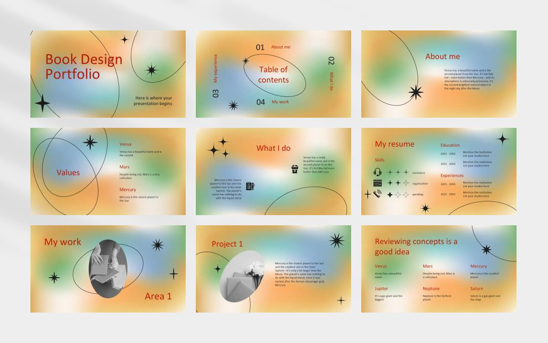 黄绿高级弥散风PPT模板