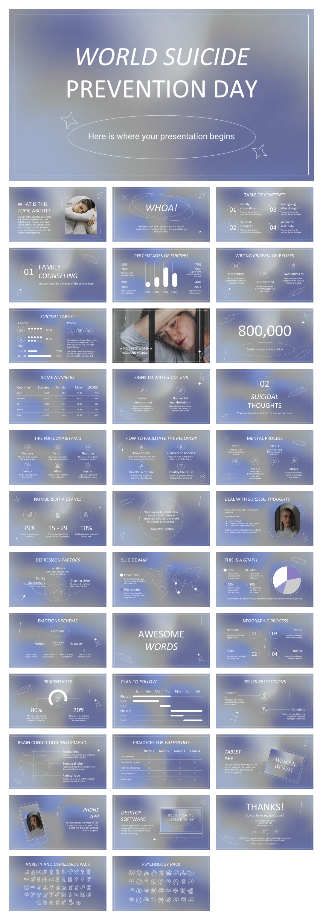 深蓝高级弥散风PPT模板