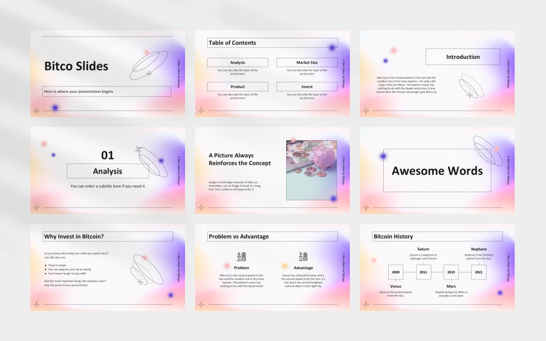 简约高级弥散风PPT模板