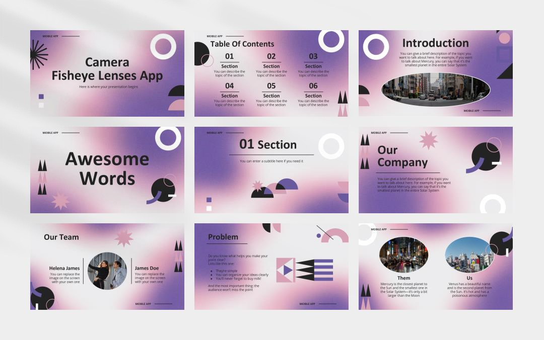 紫色高级弥散风PPT模板