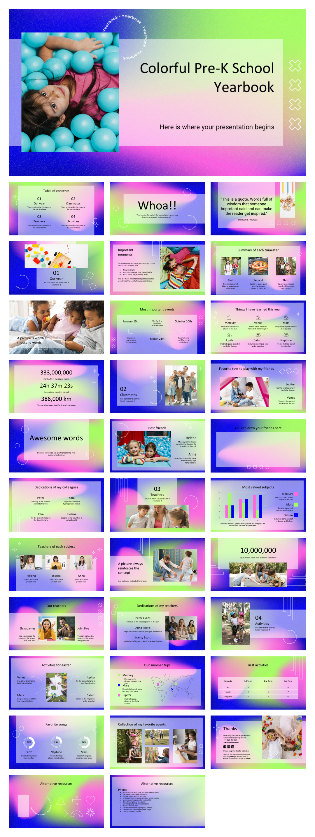 多彩高级弥散风PPT模板